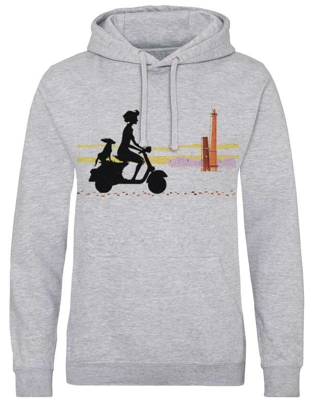 Scooter Girl and Dog Print Hoodie